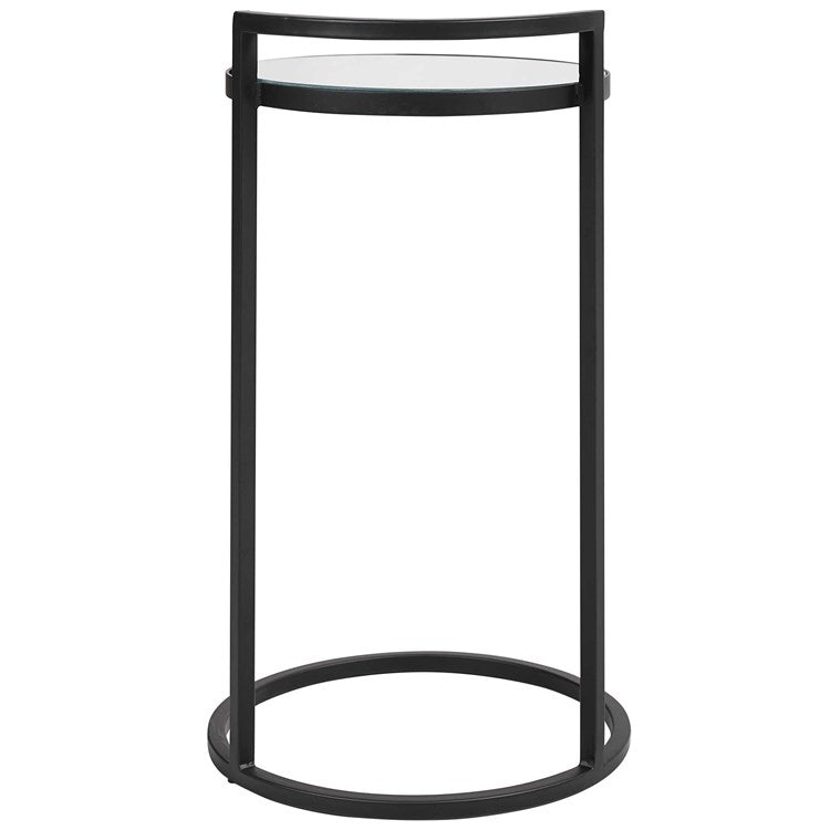 Casa Bella Living Iron Matte Black Mirrored Top Accent Table - Image 3