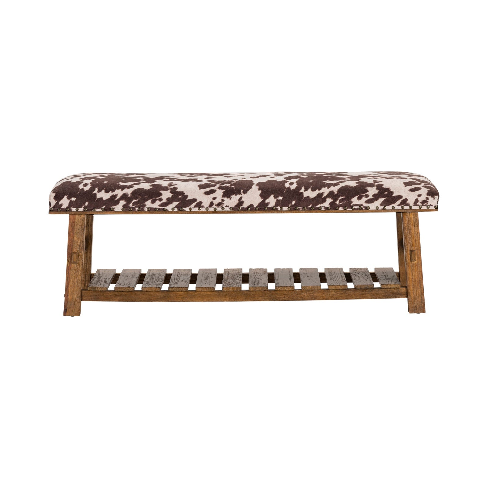 Crestview Collection Mesquite Ranch Faux Cowhide  Bench - Image 2