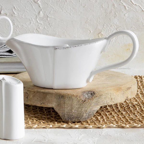 Vietri Lastra White Sauce Server ~ Handcrafted Italian Stoneware - Image 1
