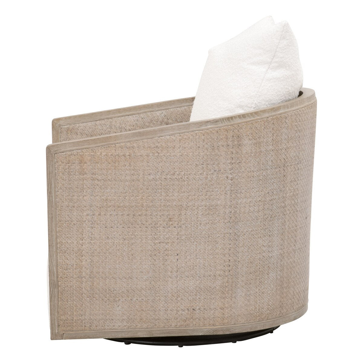 Essentials For Living McGuire Swivel Club Chair ~ LiveSmart Boucle-Snow, Natural Gray Oak & Cane - Image 3