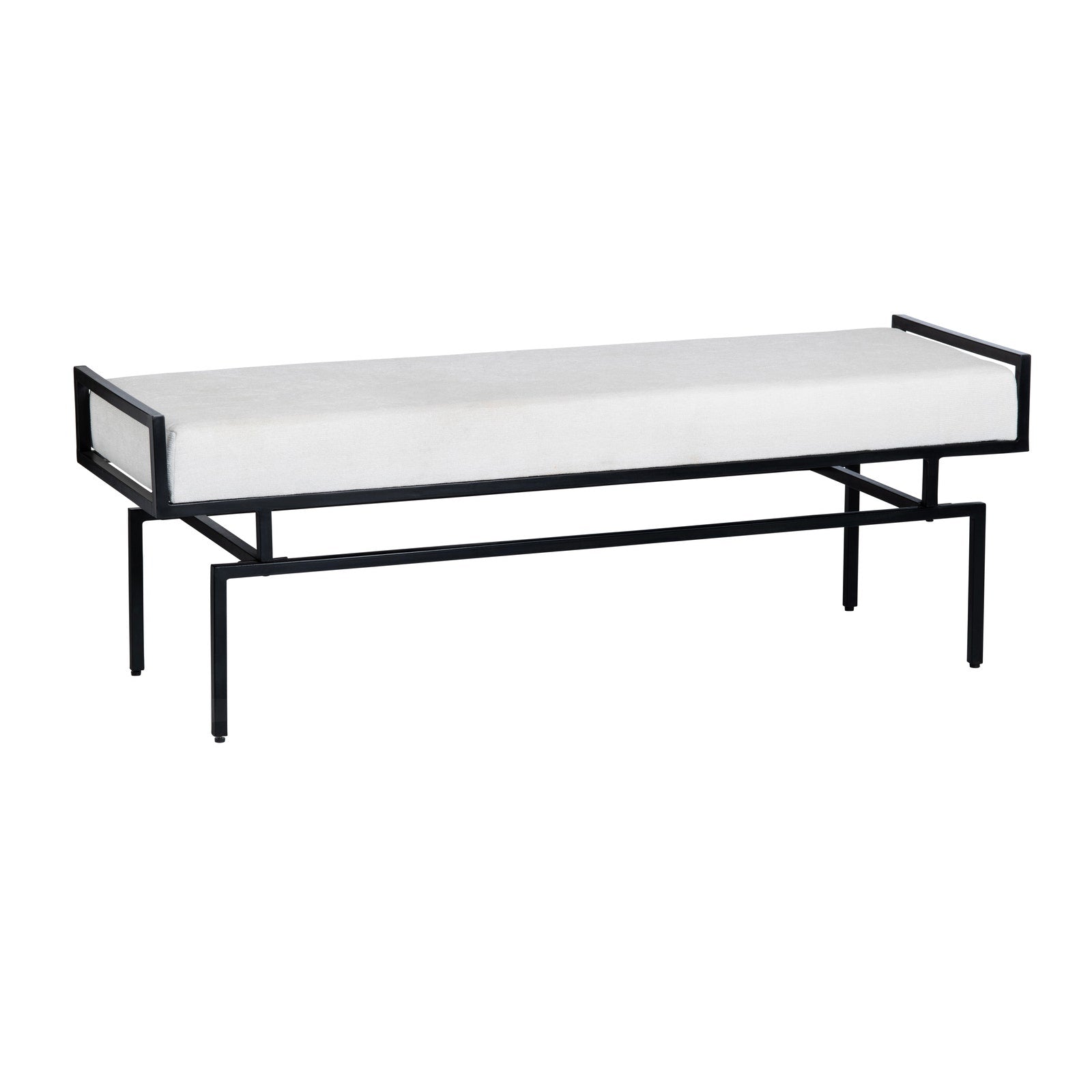 Crestview Collection Zara Black Iron Bench with White Cushioned Seat - Image 3