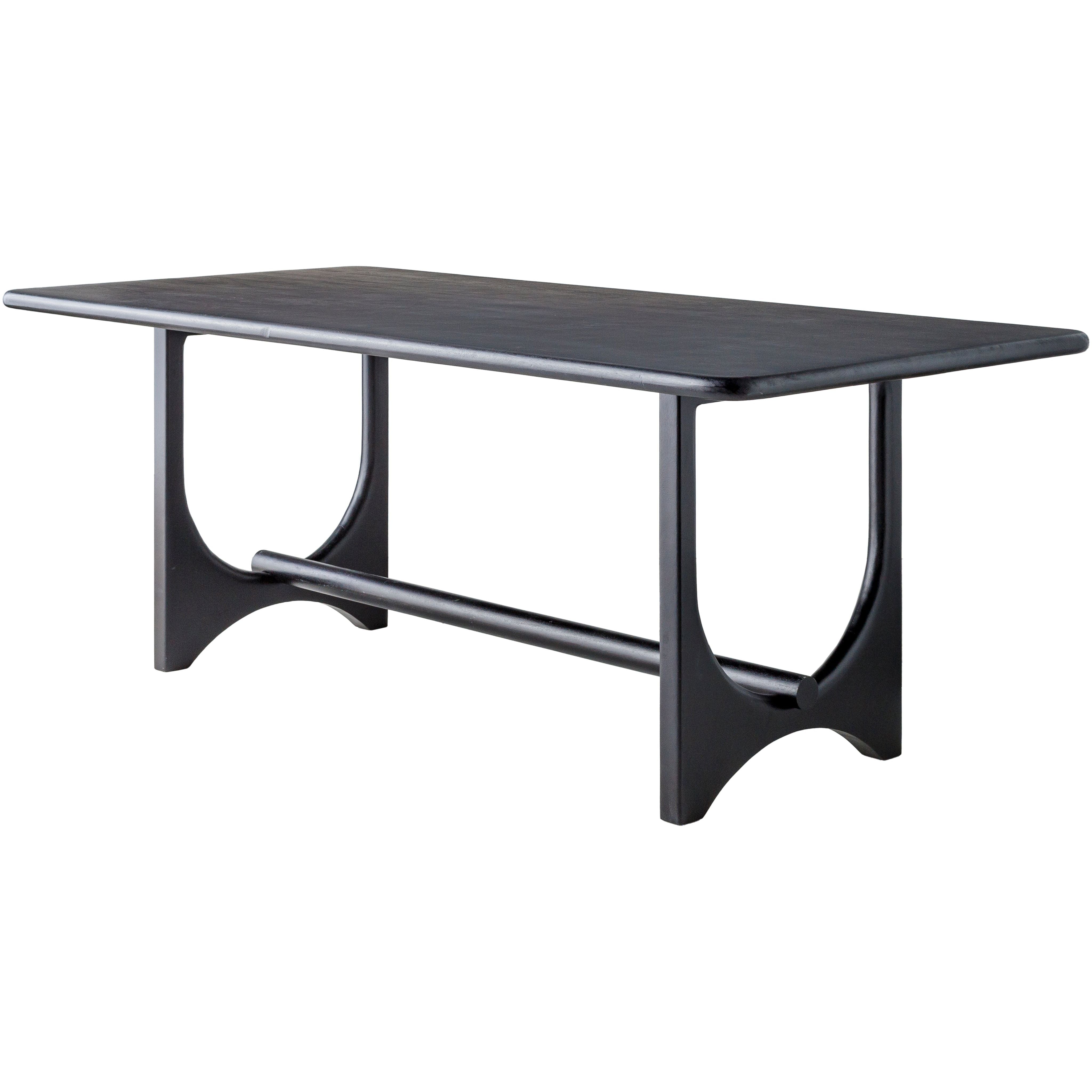 Surya Arland Modern Black Mango Wood Dining Table 78” - Image 1