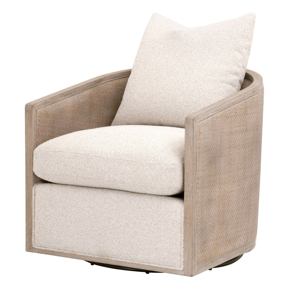 Essentials For Living McGuire Swivel Club Chair ~ LiveSmart Gellar-Linen, Natural Gray Oak & Cane - Image 2