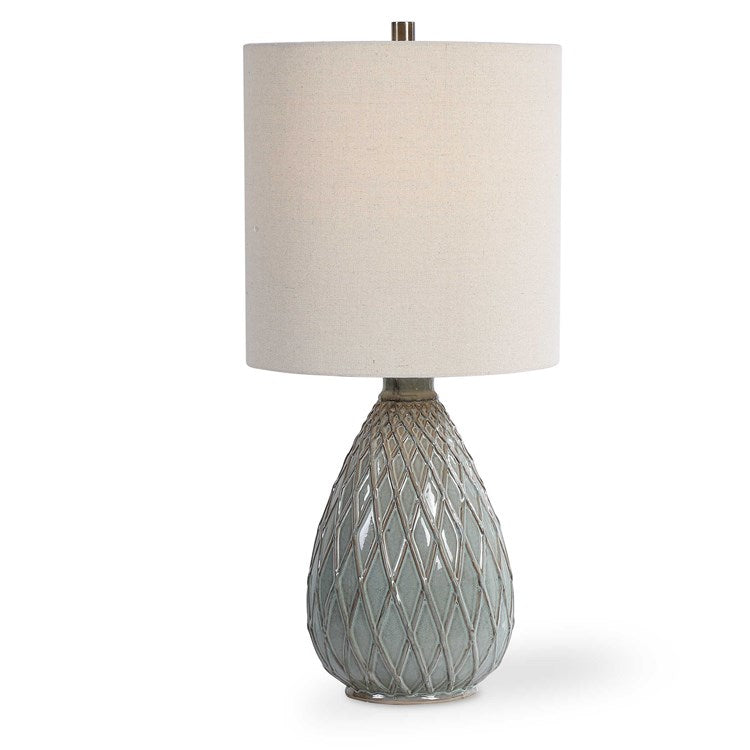 Casa Bella Living Rust Aqua Color Fire Glazed Ceramic Lamp - Image 3