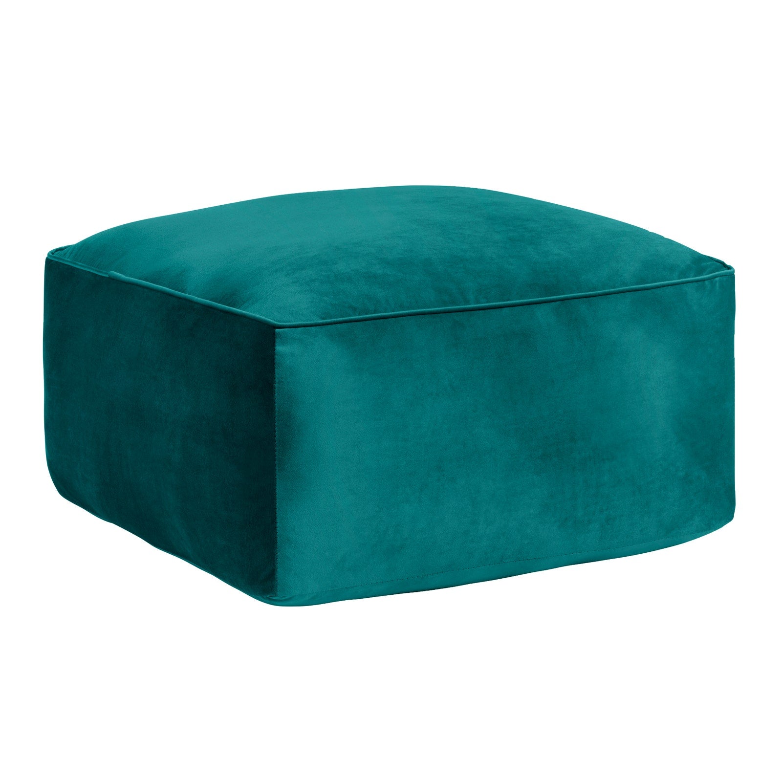 Crestview Collection Cerra Jade Green Velvet Square Foot Stool Pouf - Image 2