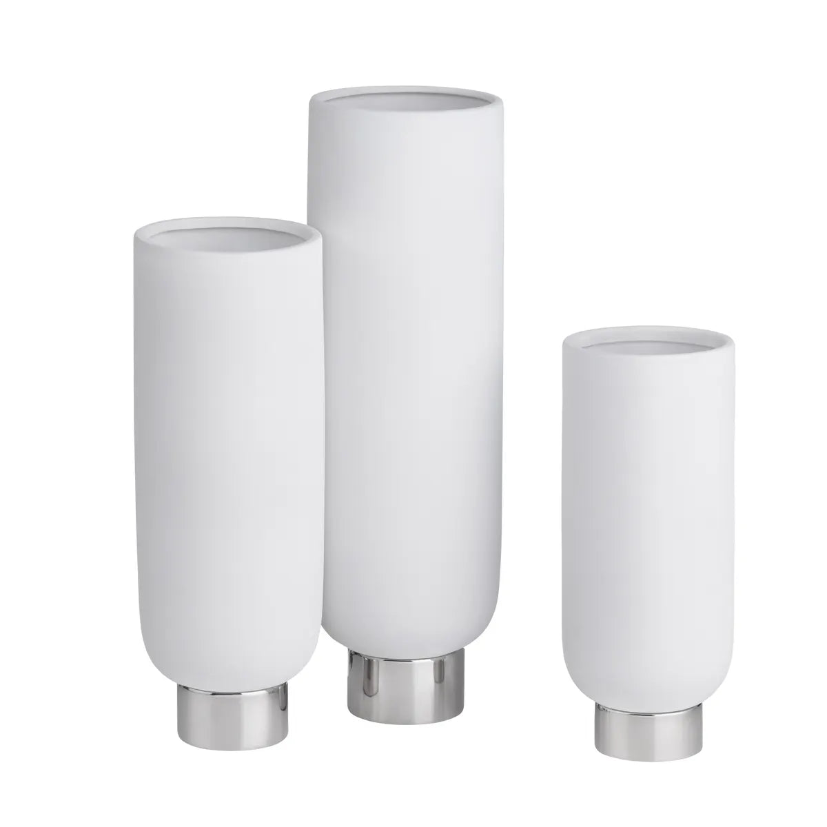 Crestview Collection Rue Pure White Cylinder Vases ~ Set Of 3 - Image 2