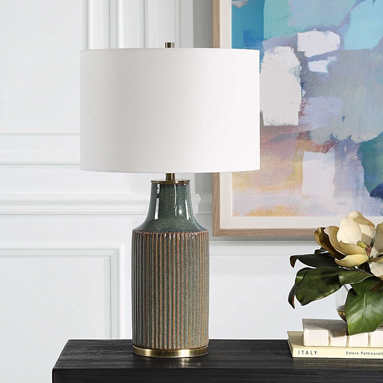 Casa Bella Living Blueish Green With Rust Undertones Table Lamp - Image 2