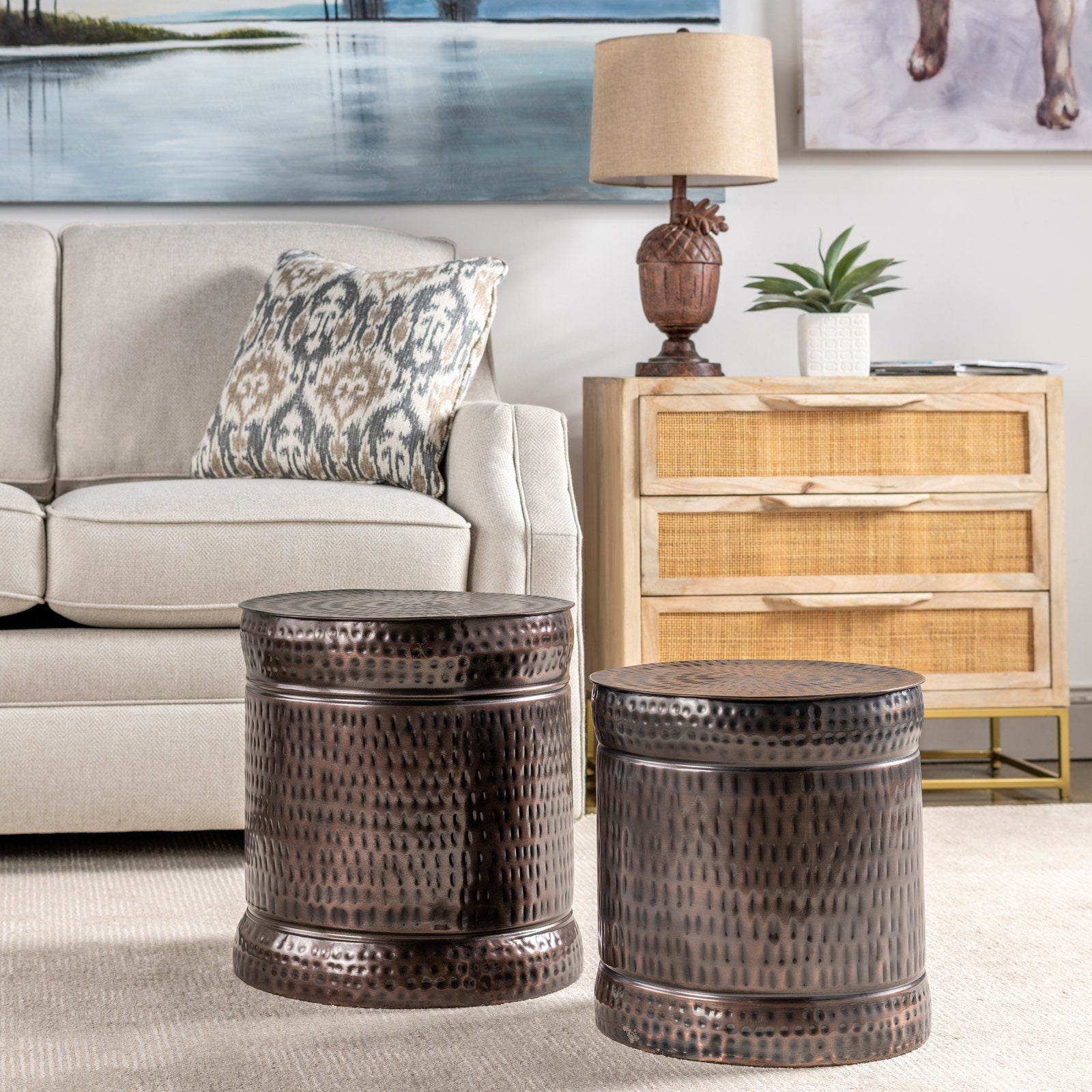Crestview Collection Stockton Set of 2 Copper Stools - Image 2