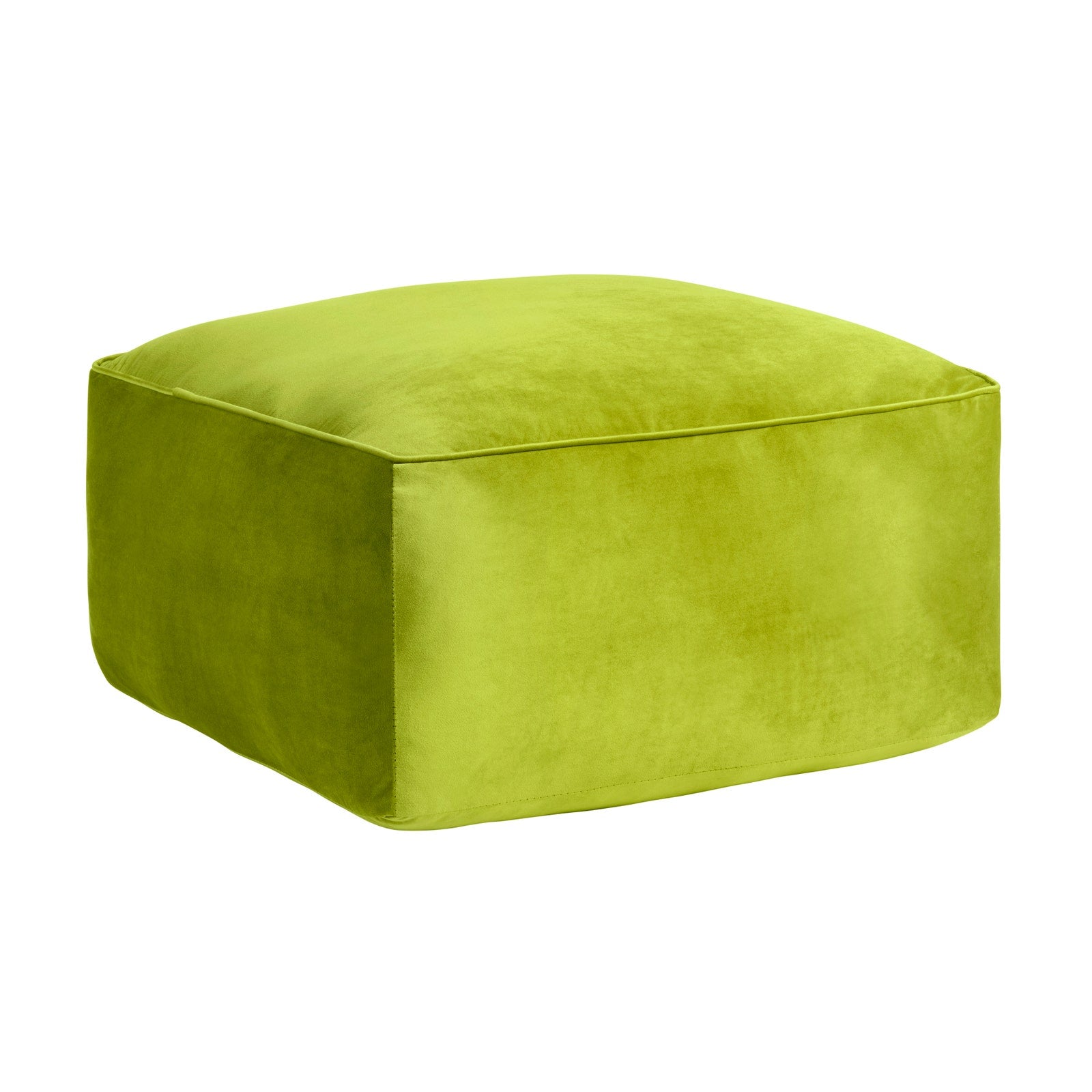 Crestview Collection Cerra Lime Green Velvet Square Foot Stool Pouf - Image 2