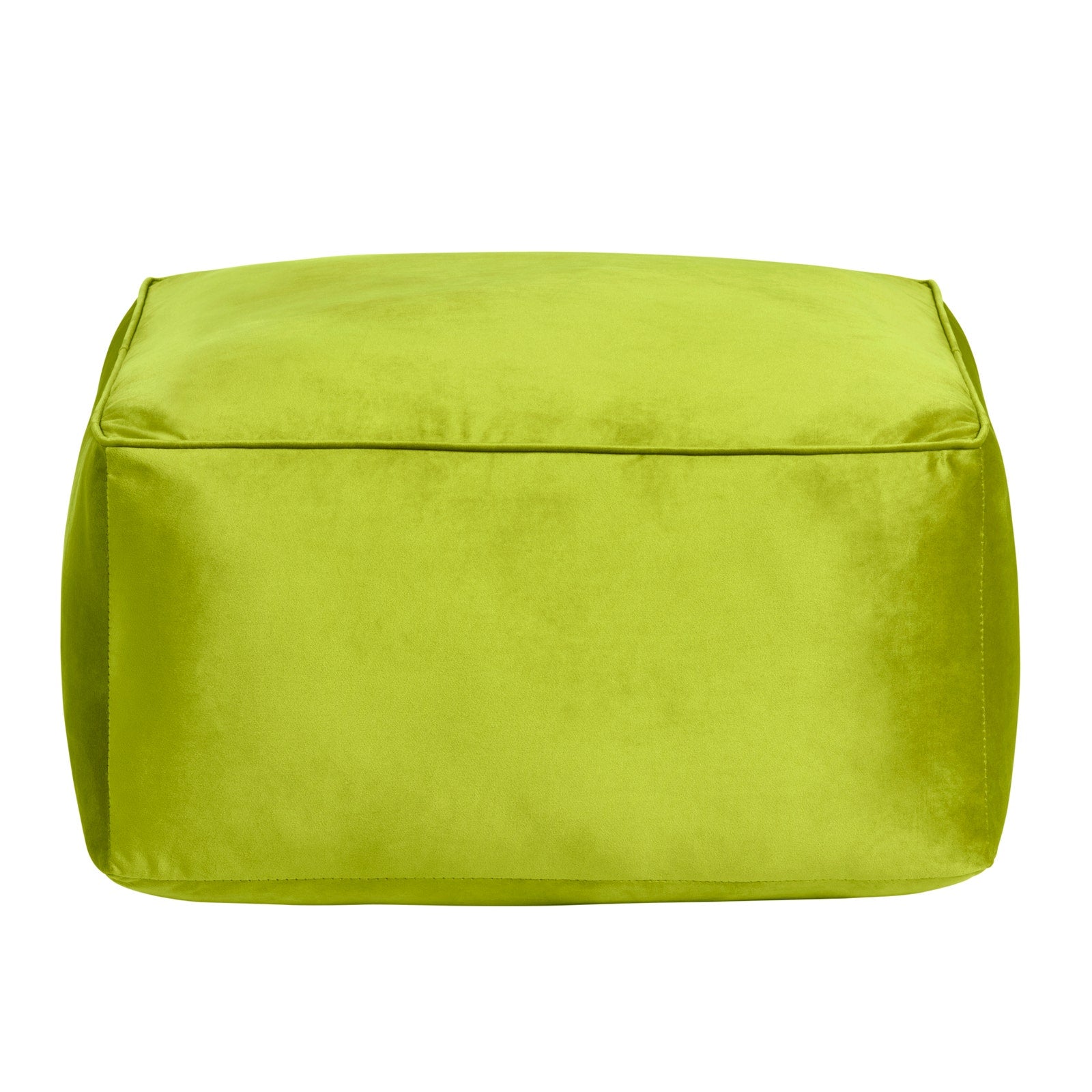 Crestview Collection Cerra Lime Green Velvet Square Foot Stool Pouf - Image 3