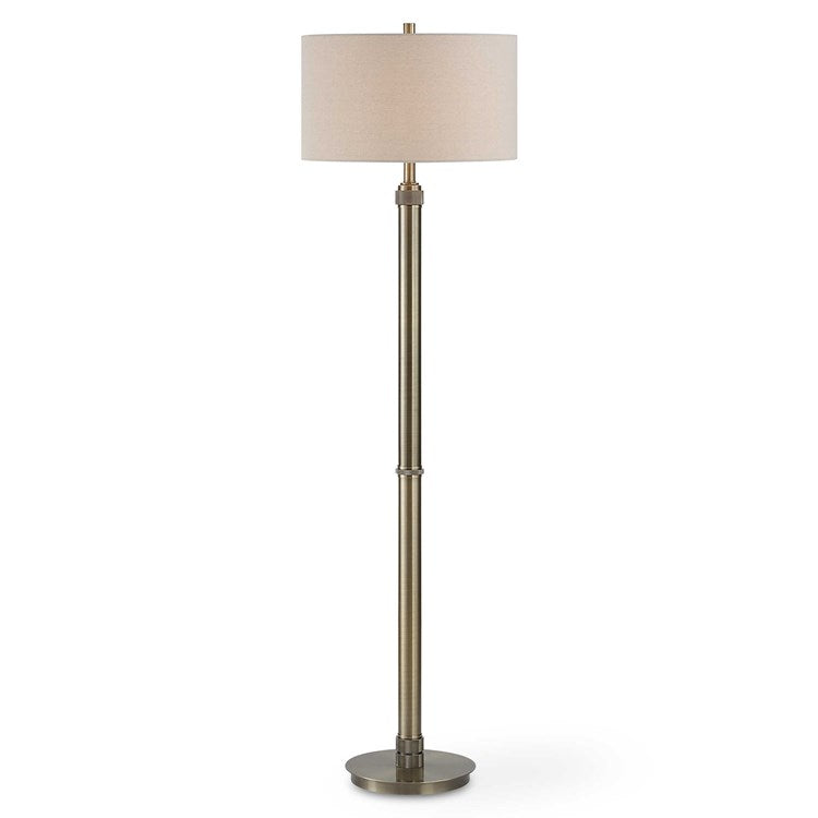 Casa Bella Living Antique Brass Off- White Linen Floor Lamp - Image 3