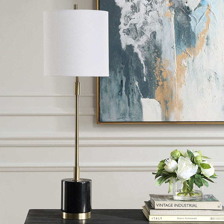 Casa Bella Living Black Marble Base Metal Buffet Lamp - Image 2