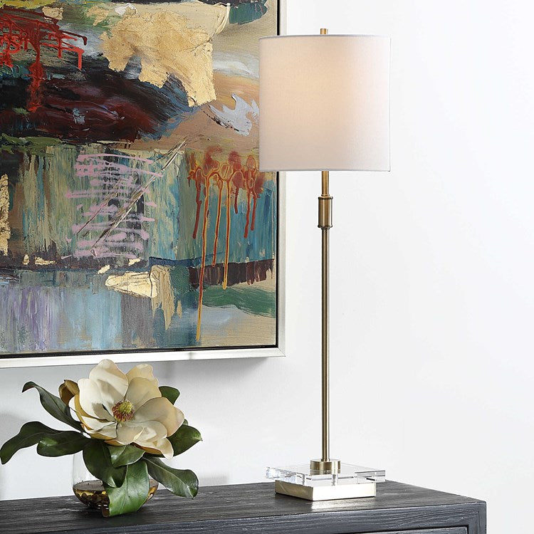 Casa Bella Living Metal Crystal Antique Brass Buffet Lamp