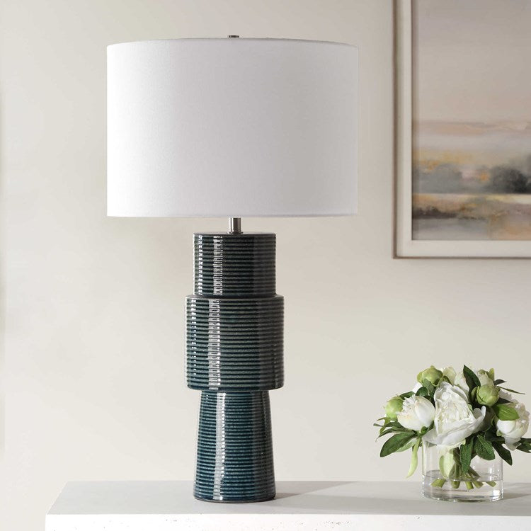 Casa Bella Living Teal Ceramic Table Lamp - Image 2