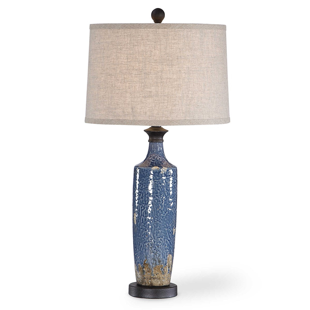Casa Bella Living Blue Texture Ceramic Base Dark Khaki Accents Lamp - Image 3
