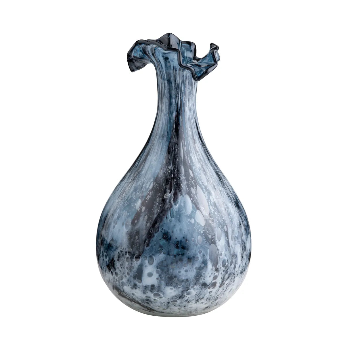 Crestview Collection Large Blue Marbled Holloway Glass Vase - Image 1