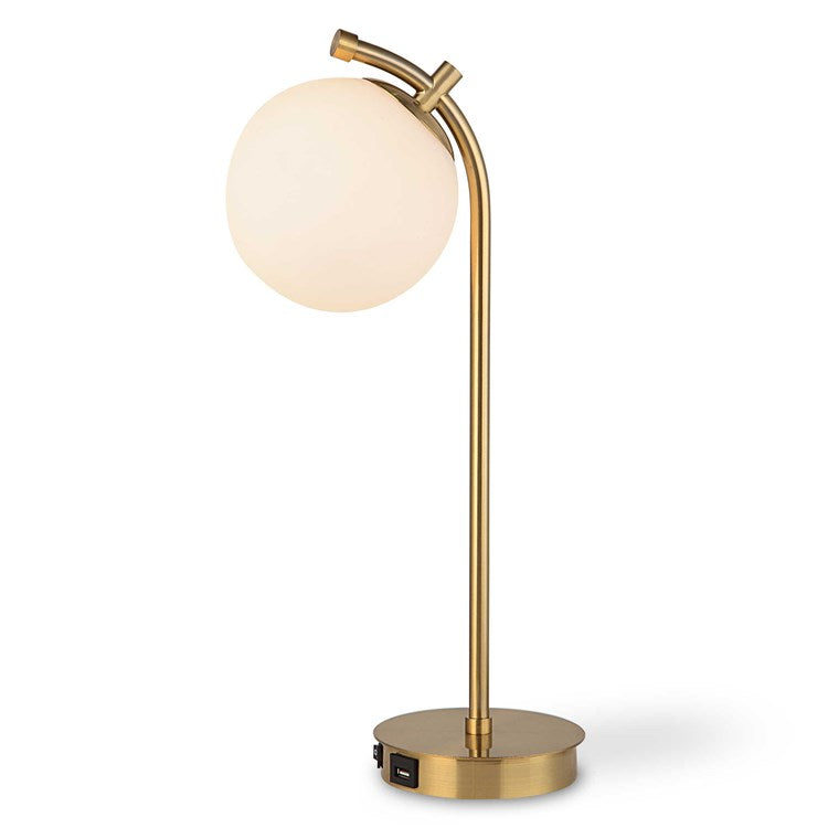 Casa Bella Living White Glass Globe With Gold Finish Desk Lamp - Image 3