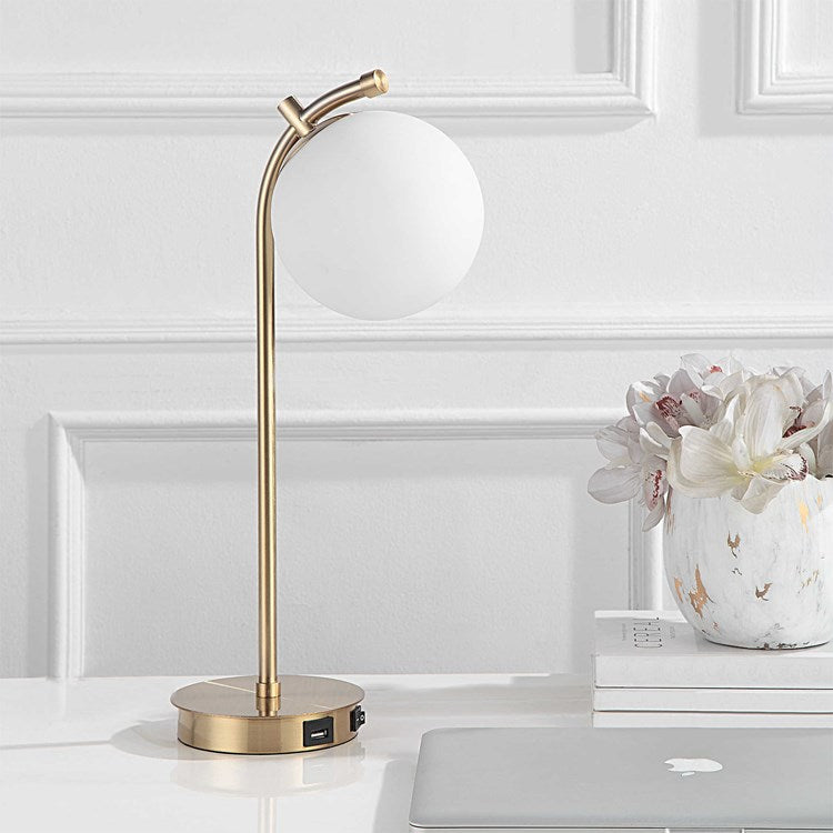 Casa Bella Living White Glass Globe With Gold Finish Desk Lamp - Image 2