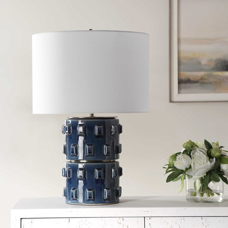 Casa Bella Living Rich Blue Hues Ceramic Table Lamp - Image 2