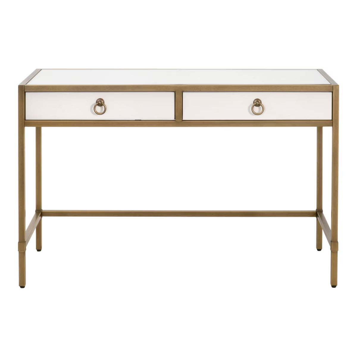 Essentials For Living Strand Shagreen Desk~ Pearl Shagreen, Brushed Gold