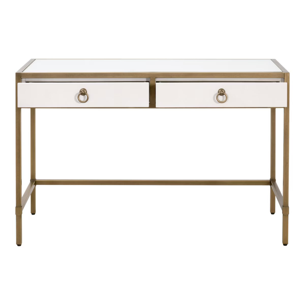 Essentials For Living Strand Shagreen Desk~ Pearl Shagreen, Brushed Gold - Image 2