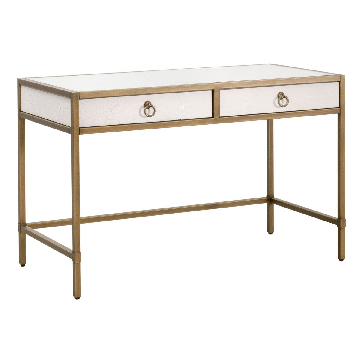 Essentials For Living Strand Shagreen Desk~ Pearl Shagreen, Brushed Gold - Image 3