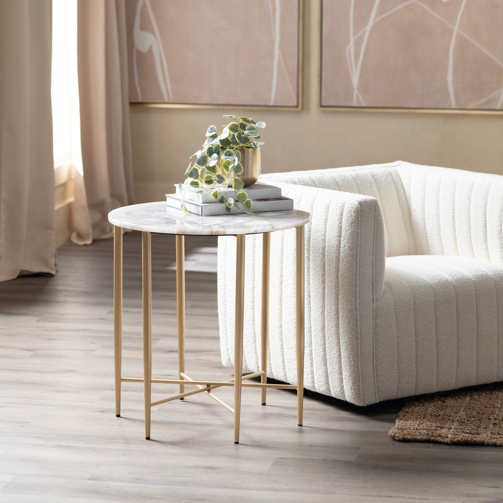 Crestview Collection Katherine White Marble Accent Table - Image 1