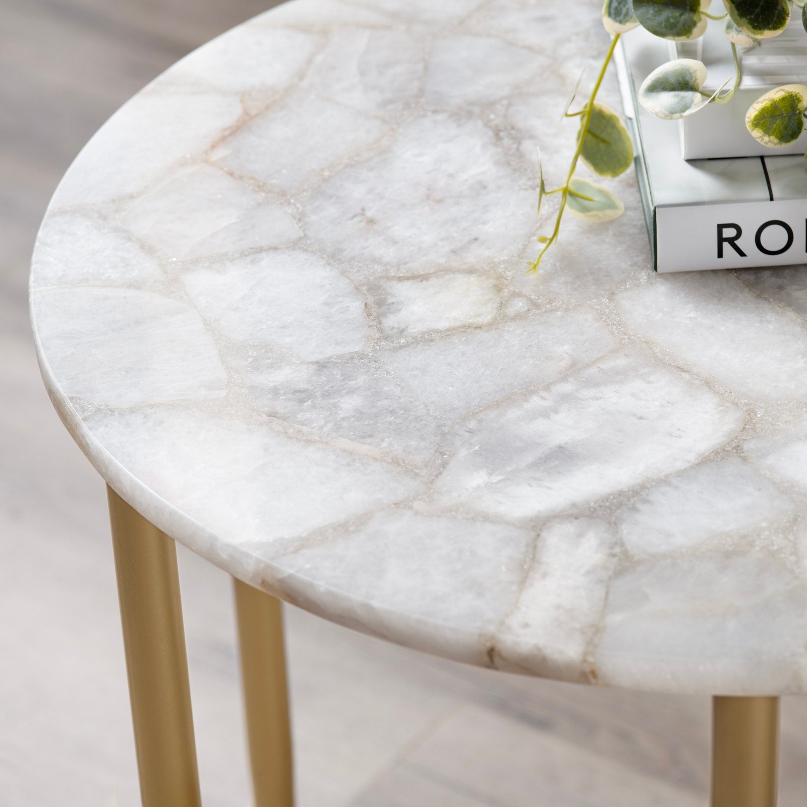 Crestview Collection Katherine White Marble Accent Table - Image 2
