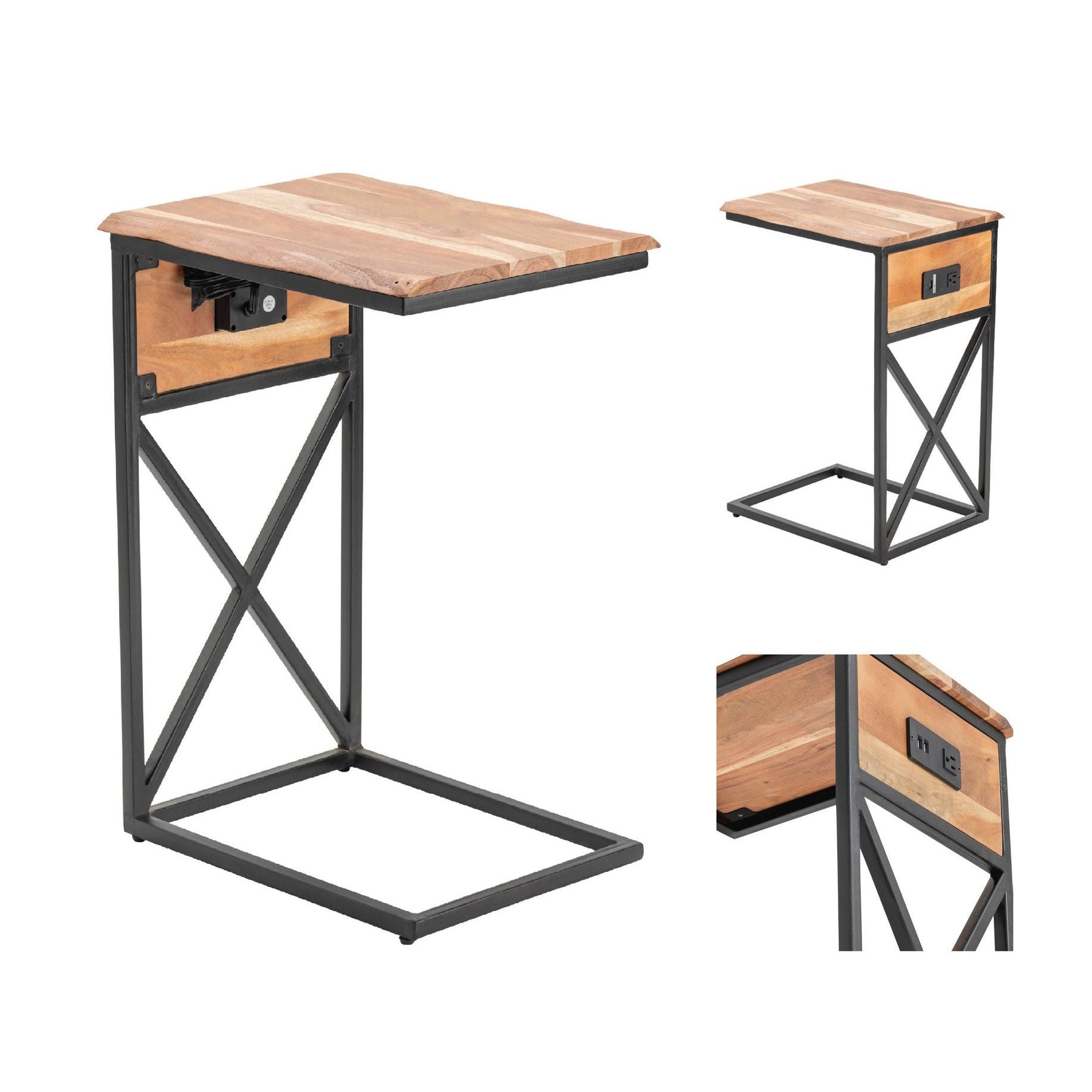 Crestview Collection Dunwell Wood and Iron Accent Table - Image 2