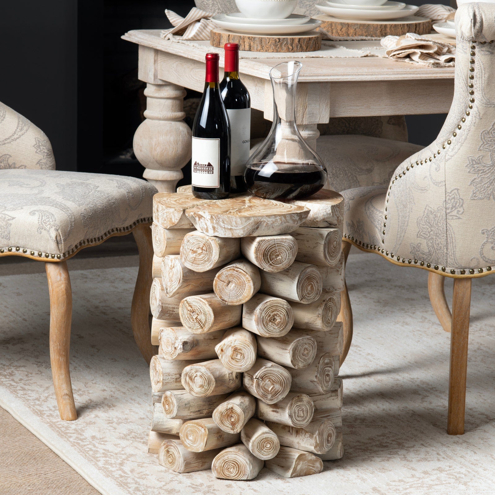 Crestview Collection Serendipity Wood Logs Accent Table - Image 1