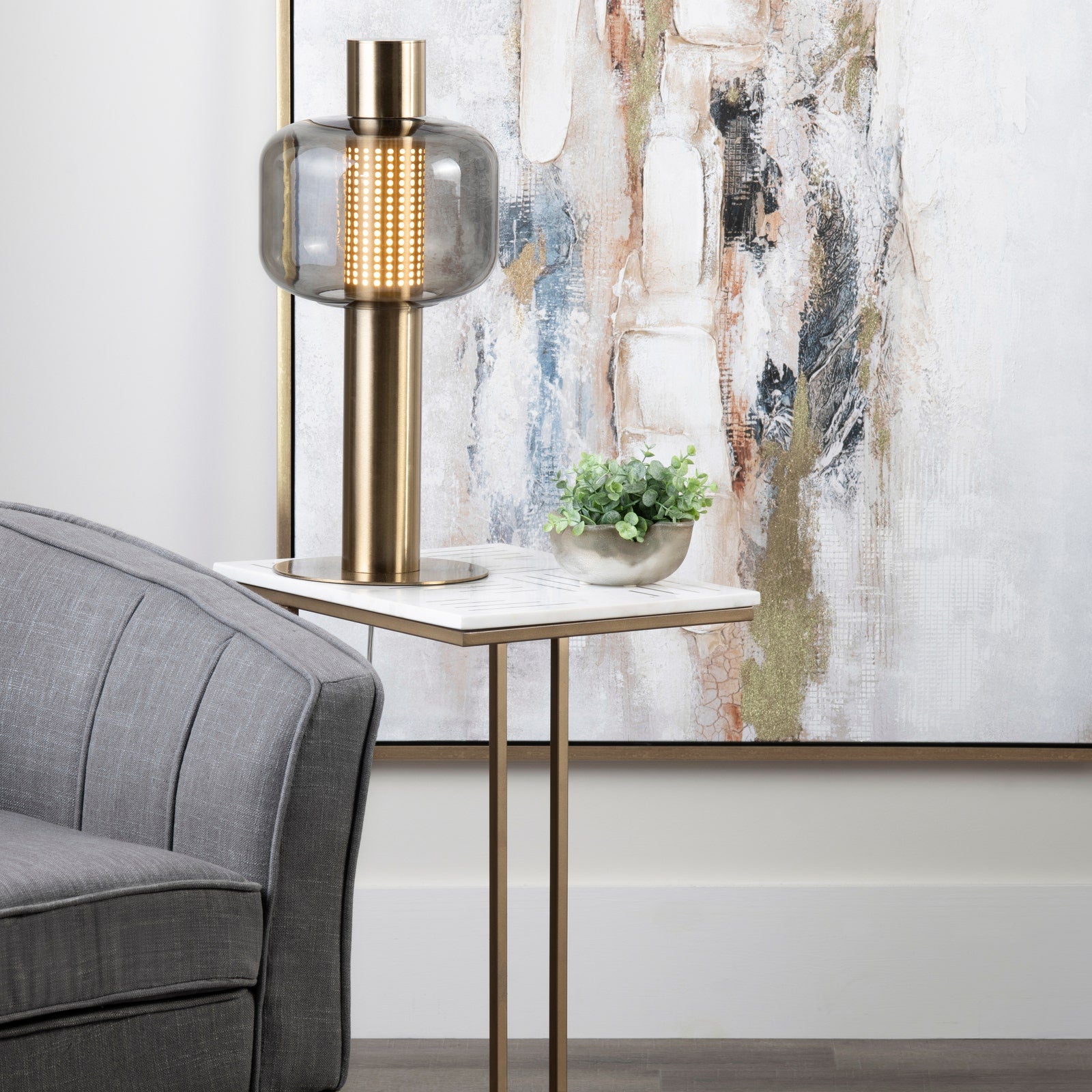 Crestview Collection Stardust White Marble Accent Table - Image 1