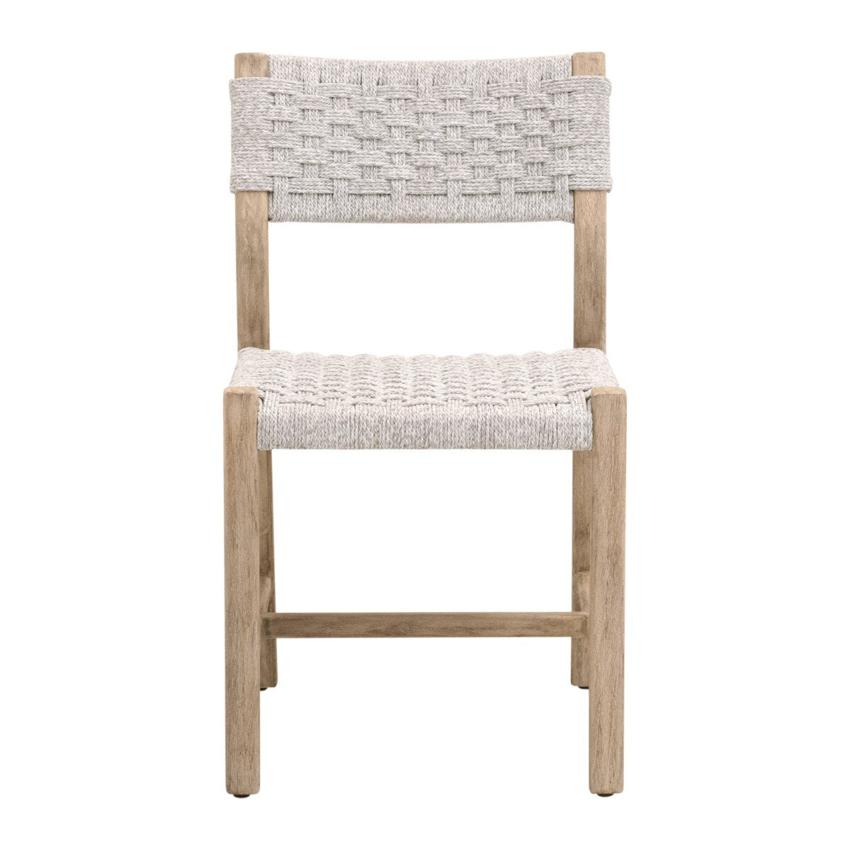 Essentials For Living Kitts Indoor/Outdoor Dining Chair ~ White Speckle Twist Rope, Weathered Ever Teak (SET of 2) - Image 1