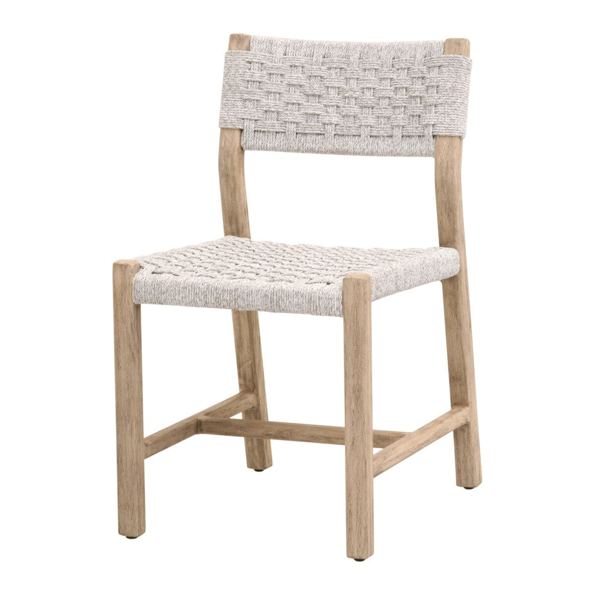 Essentials For Living Kitts Indoor/Outdoor Dining Chair ~ White Speckle Twist Rope, Weathered Ever Teak (SET of 2) - Image 2