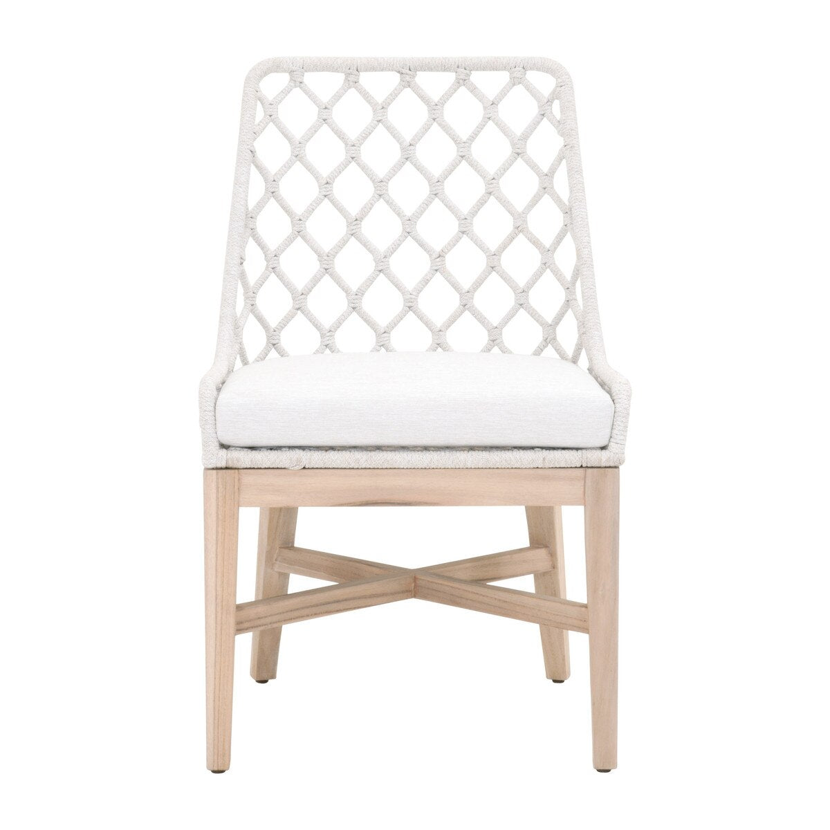 Essentials For Living Lattis Outdoor Dining Chair ~ White Speckle Flat Rope, Performance White Speckle, Gray Teak - Image 1