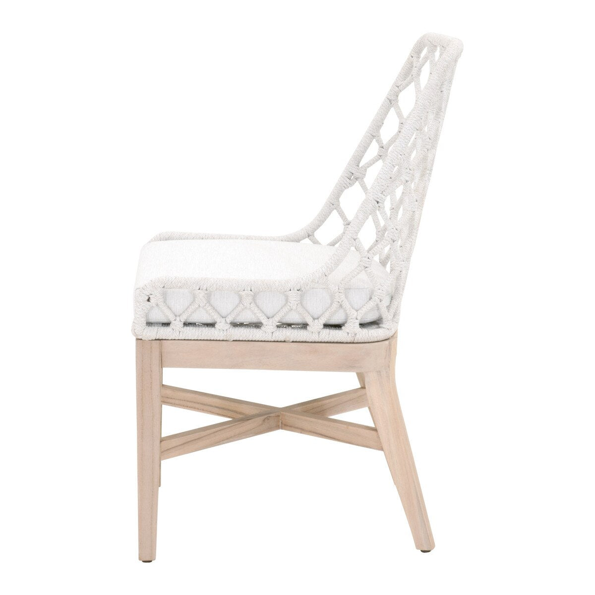 Essentials For Living Lattis Outdoor Dining Chair ~ White Speckle Flat Rope, Performance White Speckle, Gray Teak - Image 3