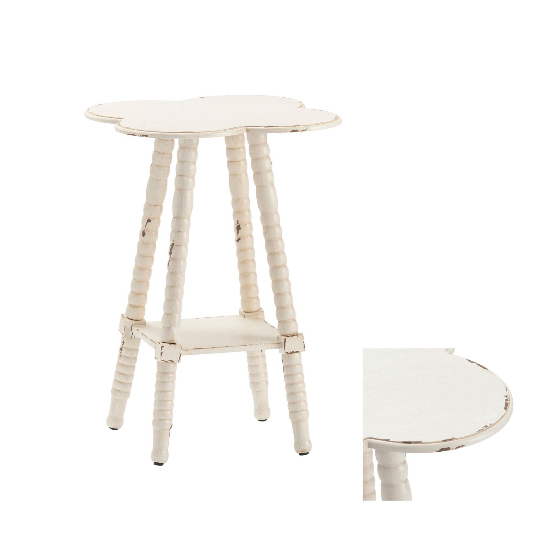 Crestview Collection Clover White Wood Accent Table - Image 2