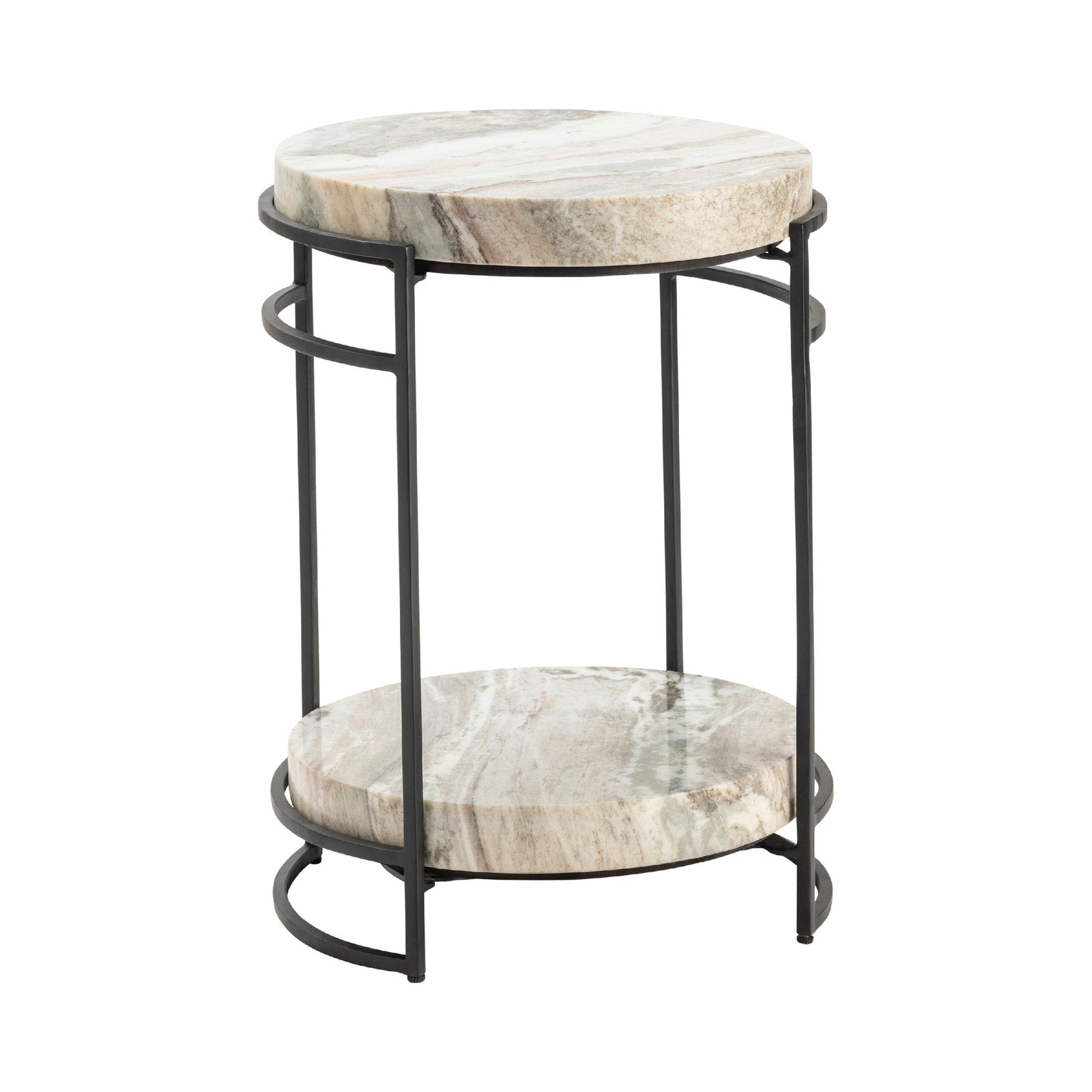 Crestview Collection Harvey Marble and Black Iron Accent Table - Image 1