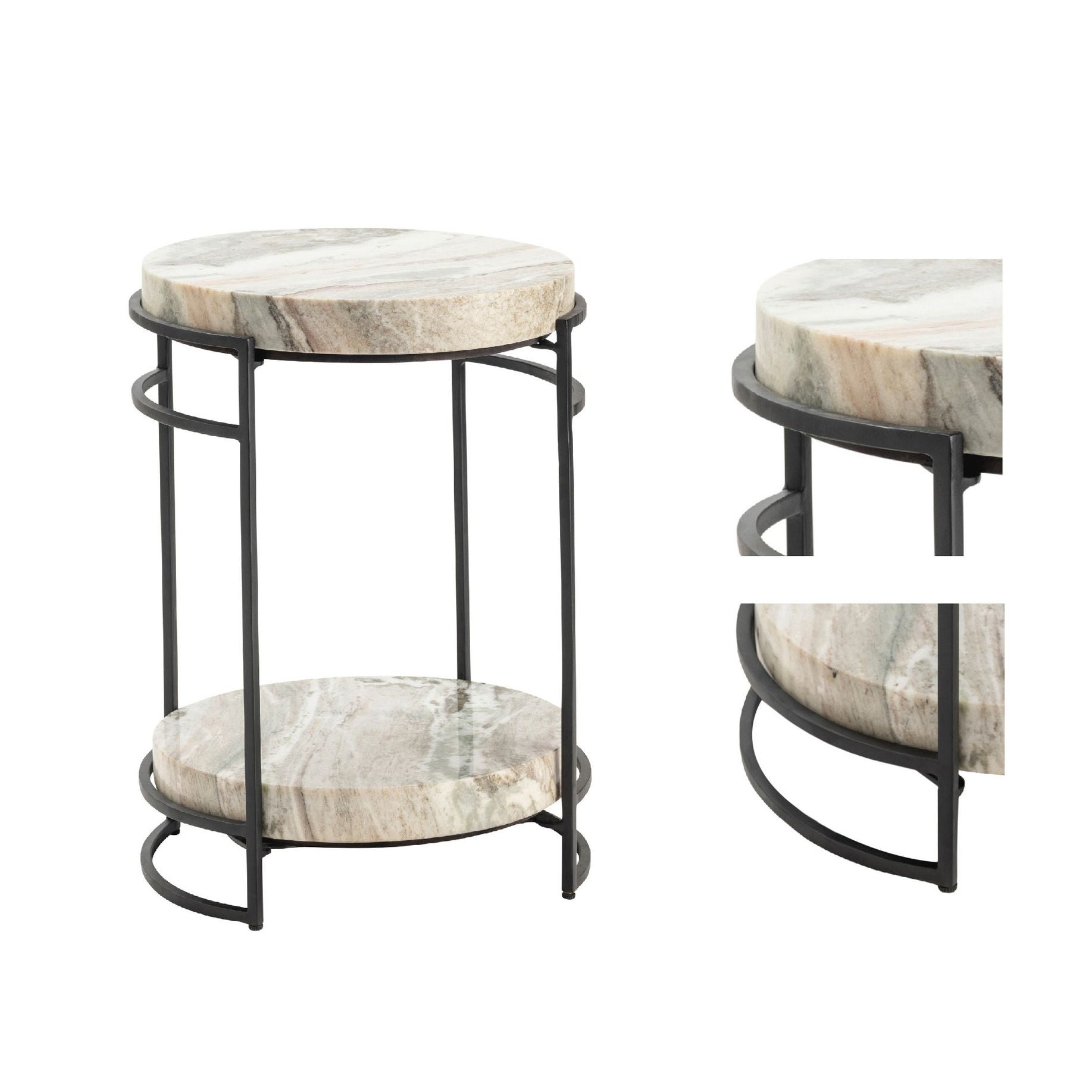 Crestview Collection Harvey Marble and Black Iron Accent Table - Image 2