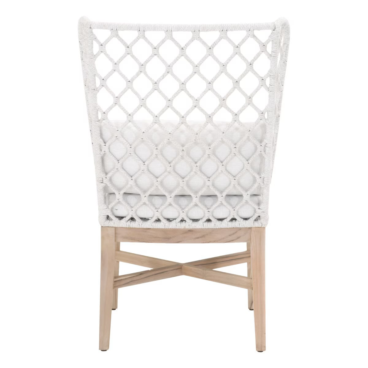 Essentials For Living Lattis Outdoor Wing Chair~ White Speckle Flat Rope, Performance White Speckle, Gray Teak - Image 3