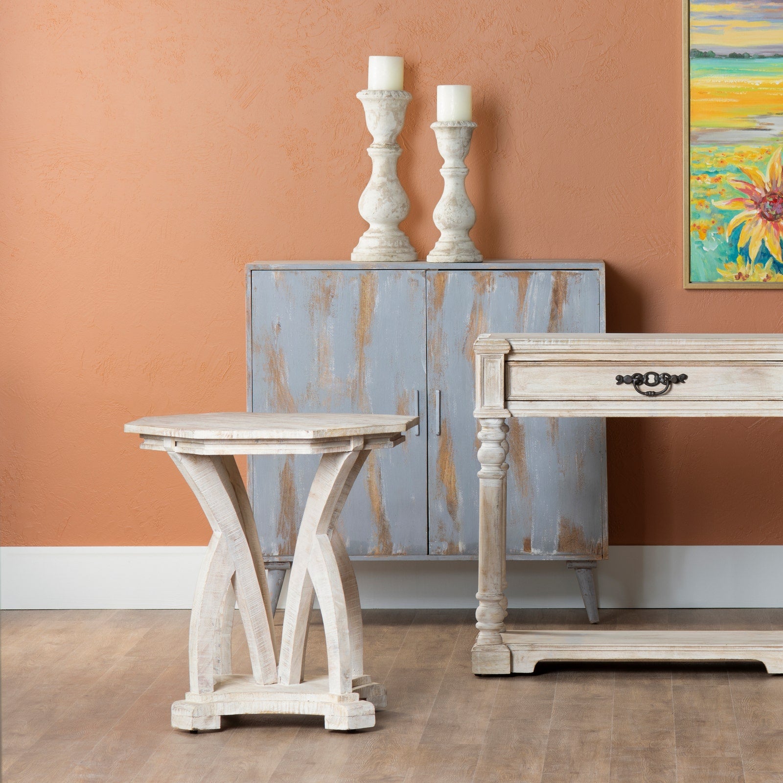 Crestview Collection Evelyn Mango Wood Accent Table - Image 1