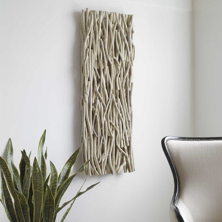 Uttermost Gathered Bleached Teak Wood Wall Panel - Image 1