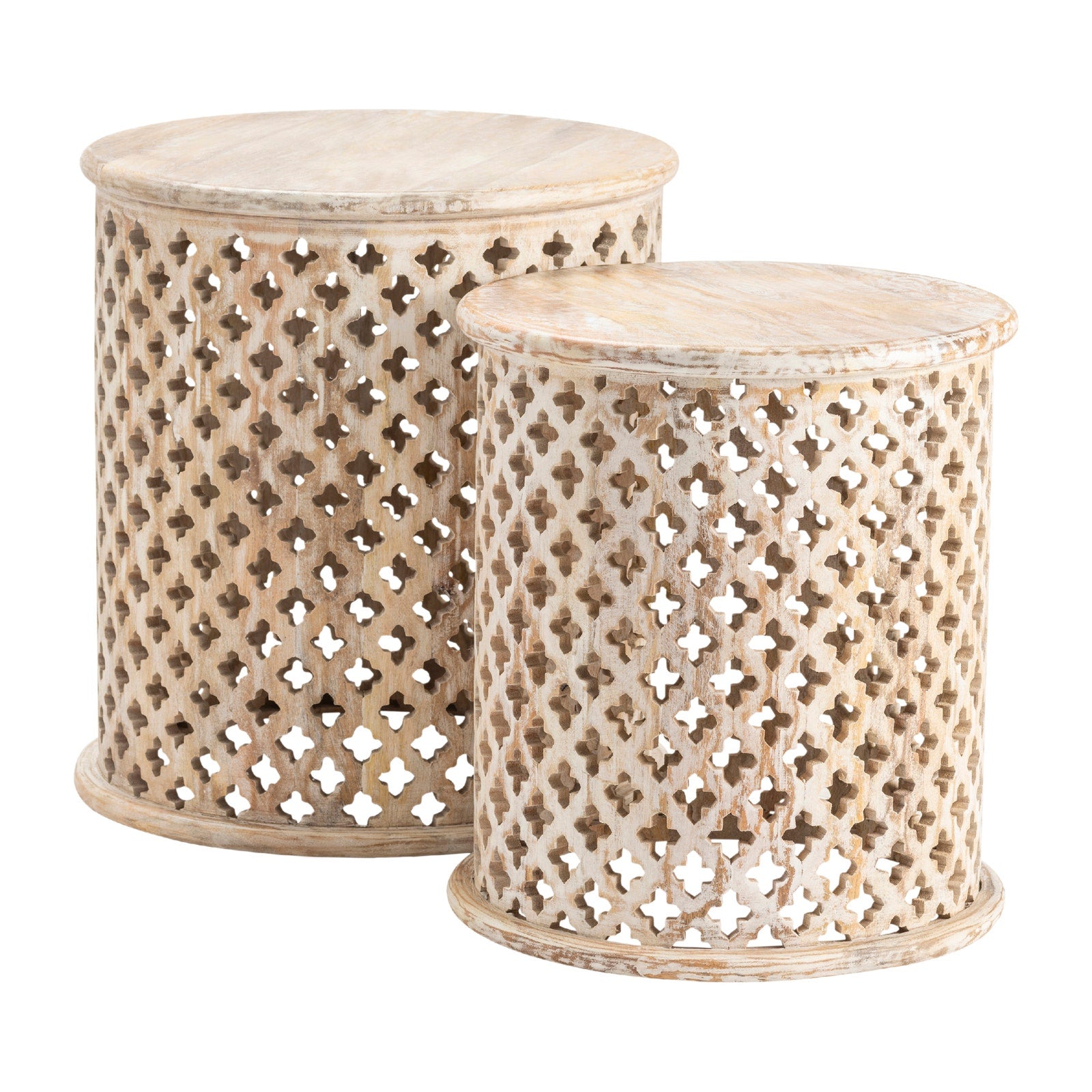 Crestview Collection Midland Natural Wood Set of 2 Accent Tables - Image 1