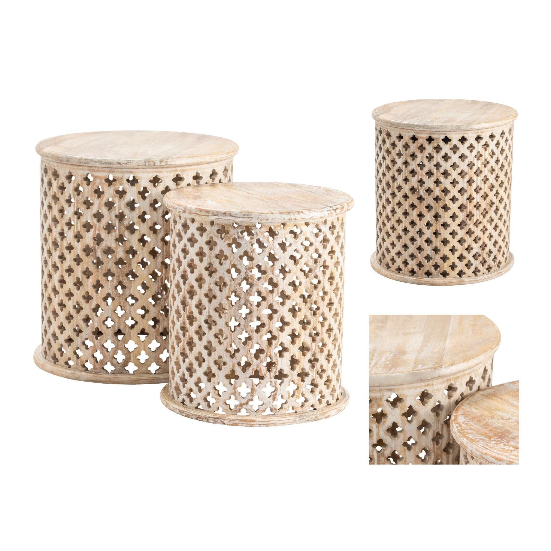 Crestview Collection Midland Natural Wood Set of 2 Accent Tables - Image 2