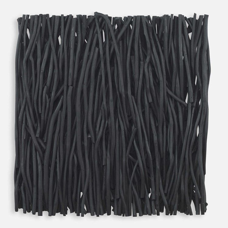 Uttermost Gathered Black Square Teak Wood Wall Panel - Image 2