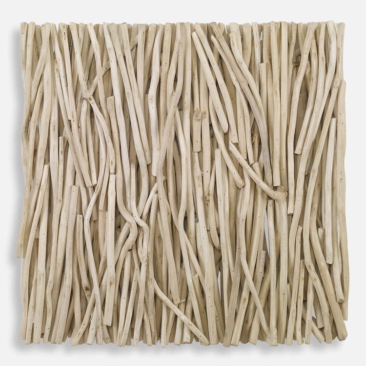 Uttermost Gathered Bleached Square Teak Wood Wall Panel - Image 2