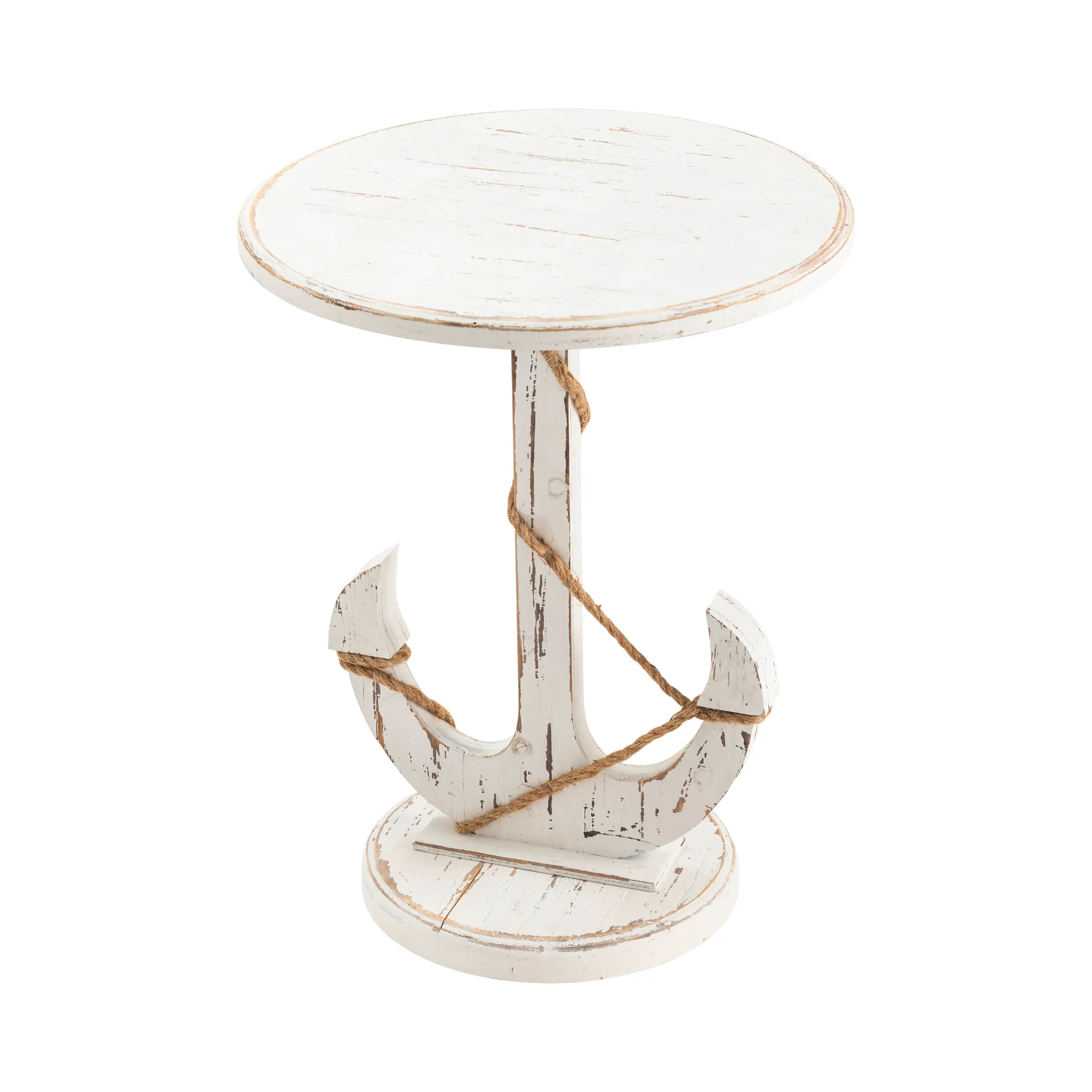 Crestview Collection Harbor White Round Accent Table - Image 1