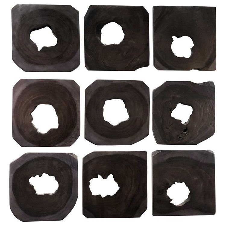 Uttermost Bahati Set of 9 Ebony Suar Wood Wall Art Decor - Image 2