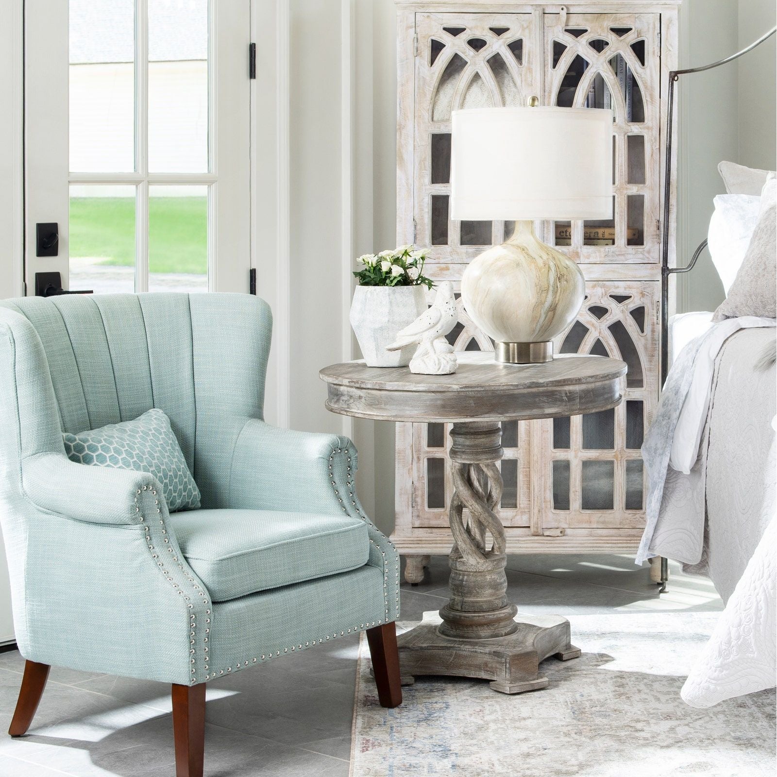 Crestview Collection Freeman Mango Wood Round Accent Table - Image 1