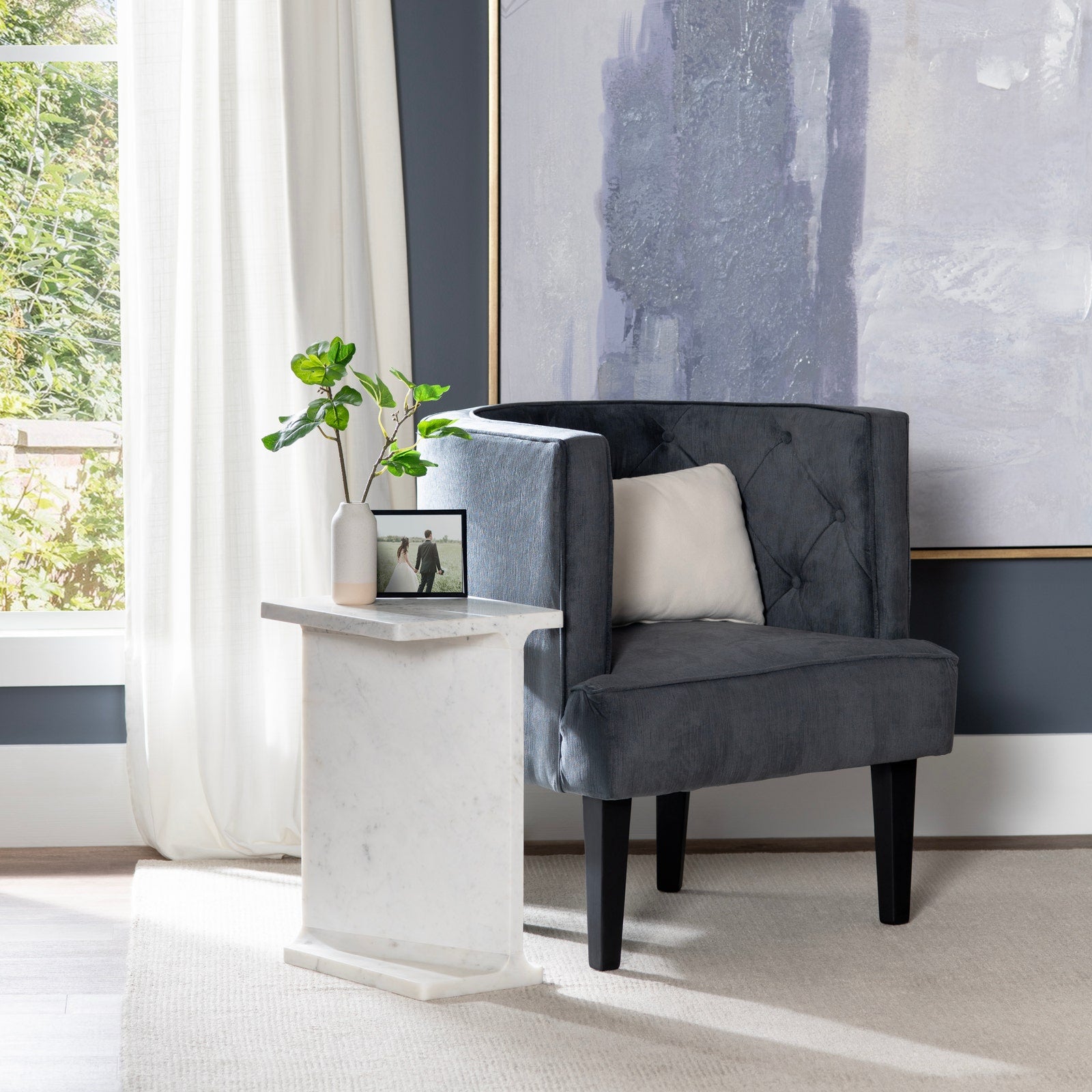 Crestview Collection Beam Marble Accent Table - Image 1