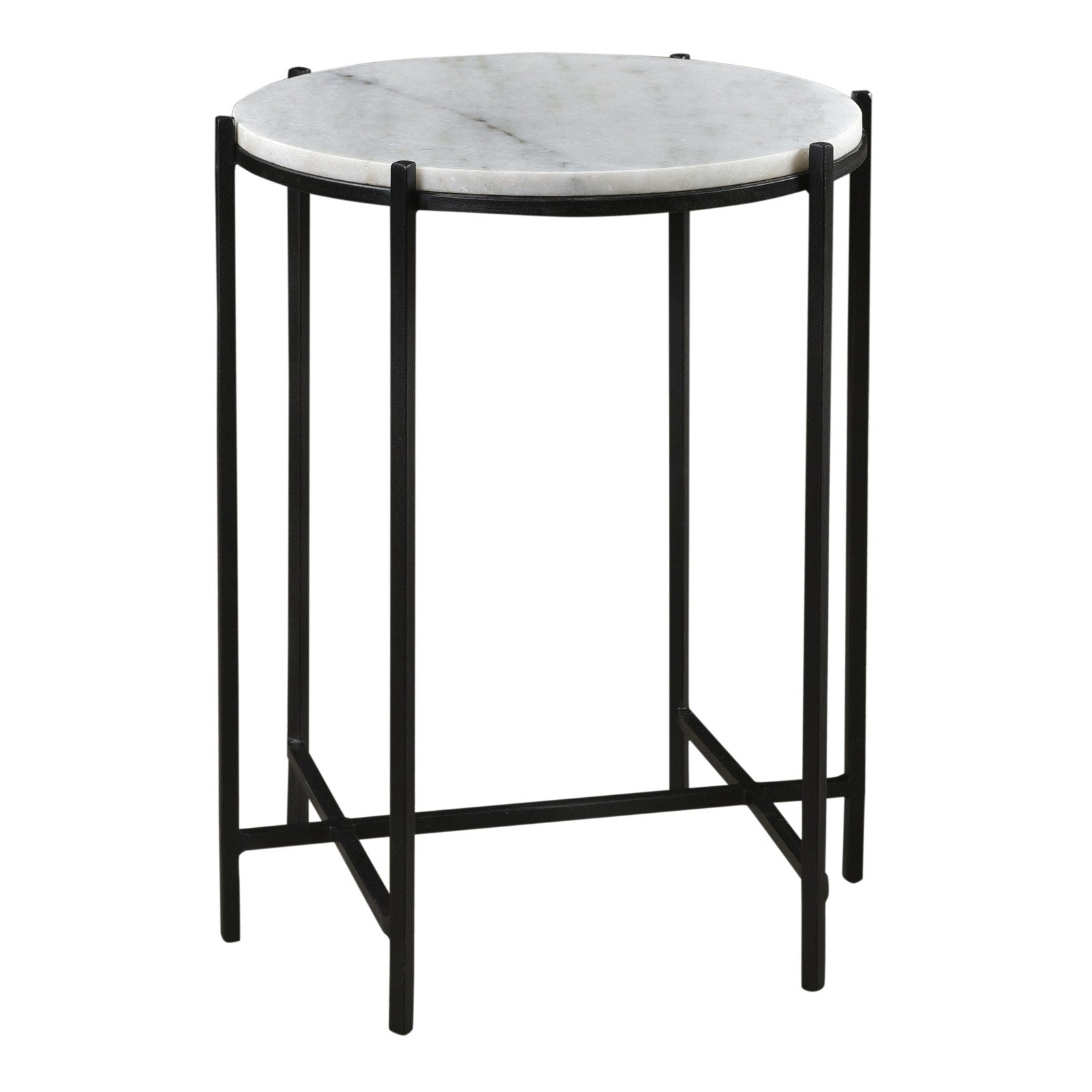 Crestview Collection Talley White Marble and Iron Accent Table - Image 3
